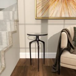 22" Accent Table With Textured Glass Tabletop Black -Michaels Decor Sale D757381S 10