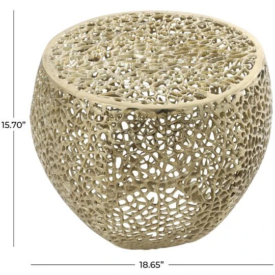 19" Gold Aluminum Coral Accent Table 8 19" Gold Aluminum Coral Accent Table - Image 6