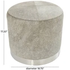 17" Gray Leather Patchwork Stool With Silver Metal Base -Michaels Decor Sale D758395S 9
