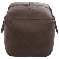 22" Leather Pouf With Woven Straps & Handles Dark Brown -Michaels Decor Sale D758398S 4
