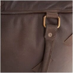 22" Leather Pouf With Woven Straps & Handles Dark Brown -Michaels Decor Sale D758398S 5