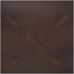 22" Leather Pouf With Woven Straps & Handles Dark Brown -Michaels Decor Sale D758398S 7