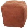 21" Leather Pouf With Linear Panels Tan -Michaels Decor Sale D758404S 1