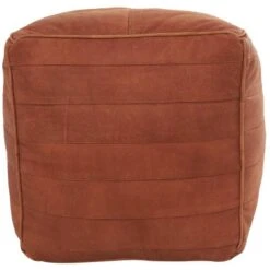 21" Leather Pouf With Linear Panels Tan -Michaels Decor Sale D758404S 8