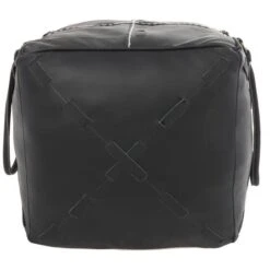 22" Leather Pouf With Woven Straps & Handles Black -Michaels Decor Sale D758405S 8
