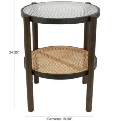 2ft. Brown Rattan Accent Table With Pressed Tempered Glass Top -Michaels Decor Sale D758406S 4