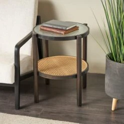 2ft. Brown Rattan Accent Table With Pressed Tempered Glass Top -Michaels Decor Sale D758406S 5