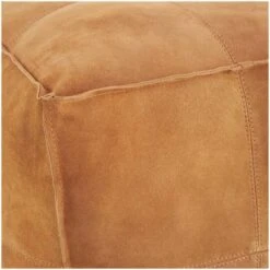 28" Leather Low Profile Square Pouf With Patchwork Design Light Brown -Michaels Decor Sale D758407S 6