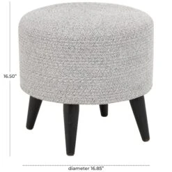 17" Chevron Textured Fabric Stool With Black Wooden Legs Gray -Michaels Decor Sale D758409S 4
