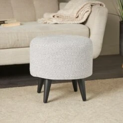 17" Chevron Textured Fabric Stool With Black Wooden Legs Gray -Michaels Decor Sale D758409S 5