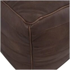 21" Leather Pouf With Linear Panels Dark Brown -Michaels Decor Sale D758410S 5