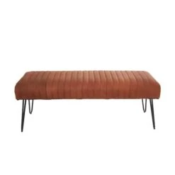 4ft. Brown Leather Upholstered Bench With Hairpin Legs -Michaels Decor Sale D758411S 3