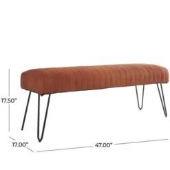 4ft. Brown Leather Upholstered Bench With Hairpin Legs -Michaels Decor Sale D758411S 9