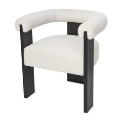 White Curved Back Mid-Century Modern Round Accent Chair With Black Wood Frame 12 White Curved Back Mid-Century Modern Round Accent Chair With Black Wood Frame -Michaels Decor Sale D758417S 2