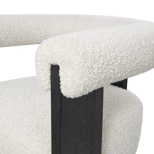 White Curved Back Mid-Century Modern Round Accent Chair With Black Wood Frame 7 White Curved Back Mid-Century Modern Round Accent Chair With Black Wood Frame - Image 5