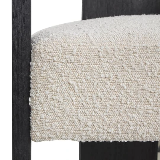 White Curved Back Mid-Century Modern Round Accent Chair With Black Wood Frame 8 White Curved Back Mid-Century Modern Round Accent Chair With Black Wood Frame - Image 6