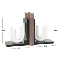 7" White MDF Abstract Layered U-Shaped Bookends With Black Stands Set -Michaels Decor Sale D758499S 6