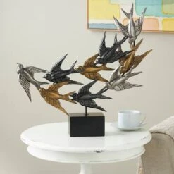 19.5" Black Metallic Flying Flock Of Birds Sculpture Décor 11 19.5" Black Metallic Flying Flock Of Birds Sculpture Décor -Michaels Decor Sale D760315S 6