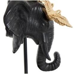 21" Black & Gold Polystone Elephant Head With Birds Statue -Michaels Decor Sale D760320S 4