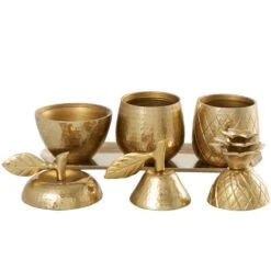 Golden Aluminum Fruit Jars With Matching Leaf Tray Décor Set -Michaels Decor Sale D760354S 2