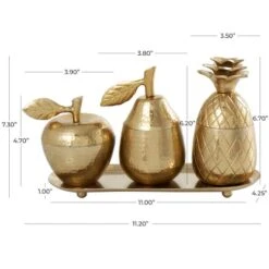Golden Aluminum Fruit Jars With Matching Leaf Tray Décor Set -Michaels Decor Sale D760354S 5