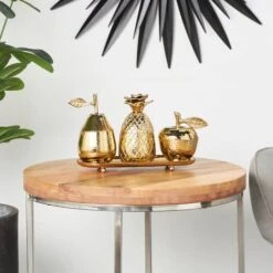 Golden Aluminum Fruit Jars With Matching Leaf Tray Décor Set -Michaels Decor Sale D760354S 6
