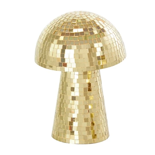Gold Mushroom Mosaic Mirrored Sculpture Set 6 Gold Mushroom Mosaic Mirrored Sculpture Set - Image 4