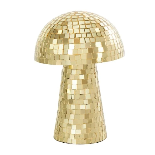 Gold Mushroom Mosaic Mirrored Sculpture Set 7 Gold Mushroom Mosaic Mirrored Sculpture Set - Image 5