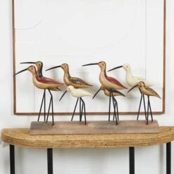 37" Brown Wood Bird Sculpture With Red Accents And Log Base -Michaels Decor Sale D760397S 10