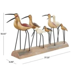 37" Brown Wood Bird Sculpture With Red Accents And Log Base -Michaels Decor Sale D760397S 9