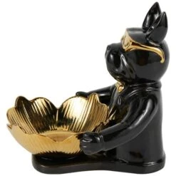 8" Black Ceramic Bulldog Sculpture With Gold Accents -Michaels Decor Sale D760405S 2