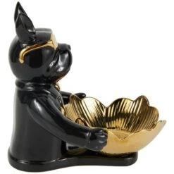 8" Black Ceramic Bulldog Sculpture With Gold Accents -Michaels Decor Sale D760405S 3