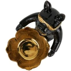 8" Black Ceramic Bulldog Sculpture With Gold Accents -Michaels Decor Sale D760405S 4