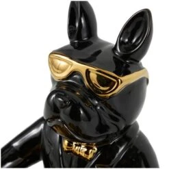 8" Black Ceramic Bulldog Sculpture With Gold Accents -Michaels Decor Sale D760405S 5