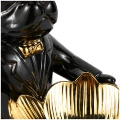 8" Black Ceramic Bulldog Sculpture With Gold Accents -Michaels Decor Sale D760405S 7