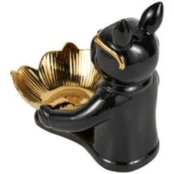 8" Black Ceramic Bulldog Sculpture With Gold Accents -Michaels Decor Sale D760405S 8
