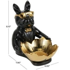 8" Black Ceramic Bulldog Sculpture With Gold Accents -Michaels Decor Sale D760405S 9