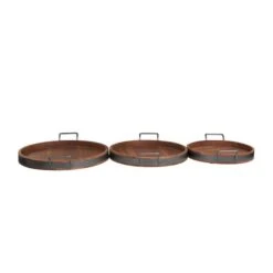 Round Wood Decorative Nesting Tray Set Brown -Michaels Decor Sale D760412S 2