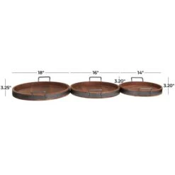 Round Wood Decorative Nesting Tray Set Brown -Michaels Decor Sale D760412S 6