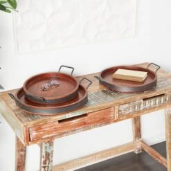 Round Wood Decorative Nesting Tray Set Brown -Michaels Decor Sale D760412S 7