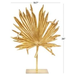 26" Gold Leaf Textured Metallic Palm Sculpture With Stand -Michaels Decor Sale D760432S 6