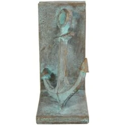 8.5" Blue Polystone Anchor Distressed Patina Bookends With Gold Foil Accents Set 15 8.5" Blue Polystone Anchor Distressed Patina Bookends With Gold Foil Accents Set -Michaels Decor Sale D760475S 2