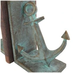 8.5" Blue Polystone Anchor Distressed Patina Bookends With Gold Foil Accents Set 18 8.5" Blue Polystone Anchor Distressed Patina Bookends With Gold Foil Accents Set -Michaels Decor Sale D760475S 7