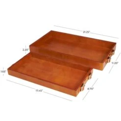 Leather Nesting Tray With Buckle Handles Décor Set Brown -Michaels Decor Sale D760529S 5