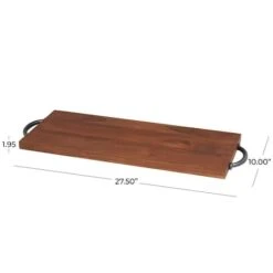 28" Brown Wood Tray With Black Metal Handles 11 28" Brown Wood Tray With Black Metal Handles -Michaels Decor Sale D760538S 5