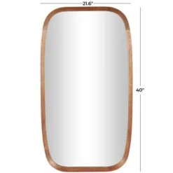 40" Brown Simplistic Wooden Wall Mirror With Rounded Edges -Michaels Decor Sale D760568S 8