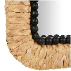 35" Brown & Black Woven Floral Rattan Wall Mirror With Beaded Detailing -Michaels Decor Sale D760575S 4