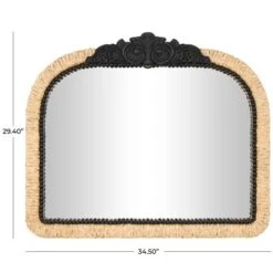 35" Brown & Black Woven Floral Rattan Wall Mirror With Beaded Detailing -Michaels Decor Sale D760575S 8