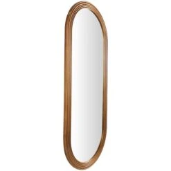 Brown Wooden Oval Wall Mirror With Dimensional Carved Frame -Michaels Decor Sale D760611S 2