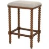 Brown Fabric Counter Stool With Wood Perle Legs & Beige Cushion -Michaels Decor Sale D760613S 1